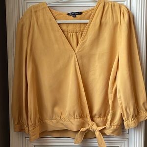 Velvet Heart Yellow Wrap Top w/ Tie Front